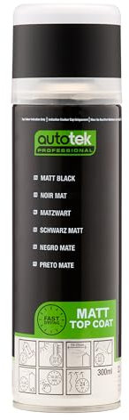 AutoTek Professional Matt Black Spray Paint, Aerosol Spray, 300 ml
