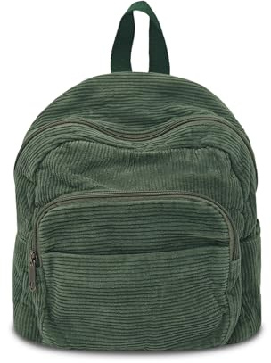 Boziee Klein Canvas/Cord Rucksack Damen Cityrucksack Rucksäcke Daypacks Rucksackhandtaschen Schulrucksack für Damen Mädchen Teenager Schule Travel Arbeit small size (Cord, Grün)