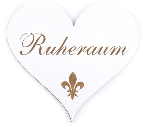 Dekolando Deko Türschild Herz - Ruheraum - Schild 13 x 12 cm - Schilder Türschilder Namensschilder Wohnung selbstklebend Holzschild Tür Holzschilder