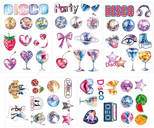 54pcs Disco Ball Stickers, Waterproof 70s 80s Disco Stickers Vinyl Disco Party Ball Favors Self-Adhesive Retro Vintage Decals for Water Bottle Laptop Scrapbooking Party Supplies