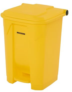 The WORKPLACE Depot 50L Yellow Pedal Bin – Tough Polypropylene Build – Hands-Free Foot Pedal Operation – Space-Saving Design for Office, Home, Breakrooms