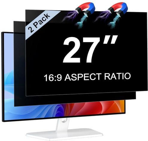LUSA DESIGN 2 STÜCK 27 Zoll Monitor Magnetischer Blickschutzfilter für 16:9 Seitenverhältnis, Blendfrei Blaulichtfilter Computer 27 Sichtschutzfolie, Abnehmbarer Blickschutzfolie Sichtschutzfilter