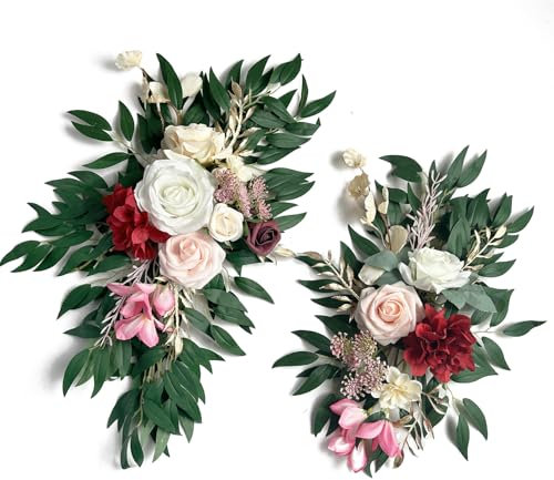 Fiita 2 Stück Künstliche Pfingstrosen-Blumen, Girlande, Hochzeitsbogen, Blumen-Set, Pfingstrosen, Girlande, Tafelaufsätze, Blumenarrangement für Hochzeit, Party, Zeremonie, Empfang, Dekoration﻿