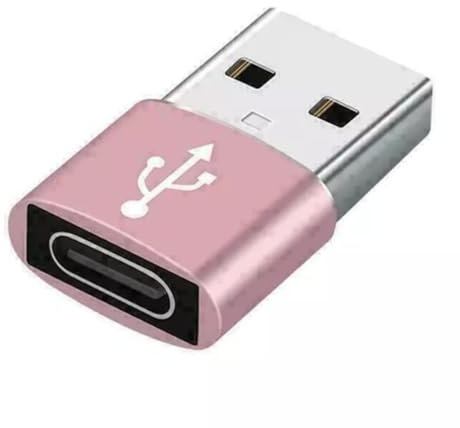USB to USB C Adapter for i-Phone 16 15, PD 20W USB-C Type C Fast Car Charger Adapter Plug for i-Phone 14, 13, 12, 11, Sam-sung S24, S23, S22 S21 S20 and More, Type C Female to USB A Male(Rose Gold)