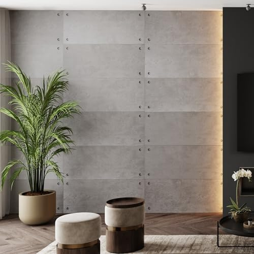 Wallsupply Ultralight Industrial Concrete Effect HD Printed Wall Panels EPS, 4pc 2.4m² Grey