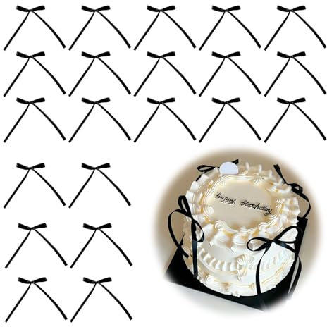 30 Stück Torten Deko Schwarz, Schwarze Schleifen Deko Tortendeko Hochzeit Tortendeko Schleife Hochzeitstorte Deko Cake Topper Geburtstag für Brautparty Geburtstag Valentinstag Hochzeit
