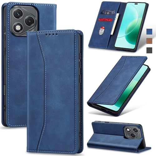 Jasonyu Case for Honor 400 Lite Leather Wallet Flip Cover with Card Holder,Kickstand, Magnetic Closure,TPU Shockproof Phone Case,Blue