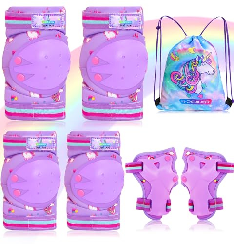 Unicorno Protezioni Set per Bambini Ginocchiere Bambini Protezioni Pattini Bambina 6 in 1 Protettivi Kit per Skateboard Scooter Monopattino Bicicletta Pattini in Linea