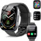 Smartwatch Herren Damen mit Bluetooth Anrufe, 1.95 HD Touchscreen, Fitnessuhr mit Pulsuhr/Schlafmonitor, 112+ Sportmodi Sportuhr Schrittzähler uhr IP68 Wasserdicht Smart Watch für Android iOS Schwarz