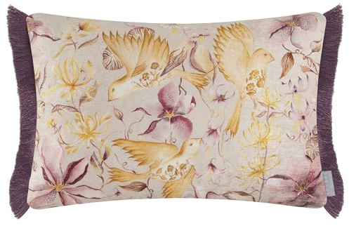 Voyage Maison Floella Feather Filled Cushion – Watercolour Floral Damask Bird Botanical Décor (Primrose - 40x60cm)