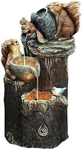 LXJBBD Scultura a fontana ad energia solare, decorazione da giardino per interni ed esterni, con luci a LED, funzione cascata per piscina