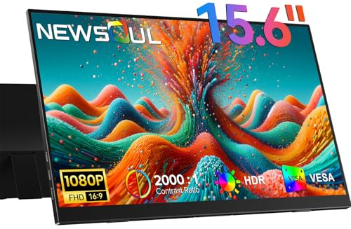 Newsoul Portable Monitor 15.6 Inch 1080p Ultrasonic Travel Monitor USB C HDMI Plug & Play