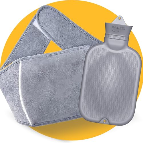 Pasper Wärmflaschengürtel 1,75 L mit Bezug - 130 cm Wärmegürtel - Grau | Ideal bei Bauch-, Rücken- & Periodenschmerzen