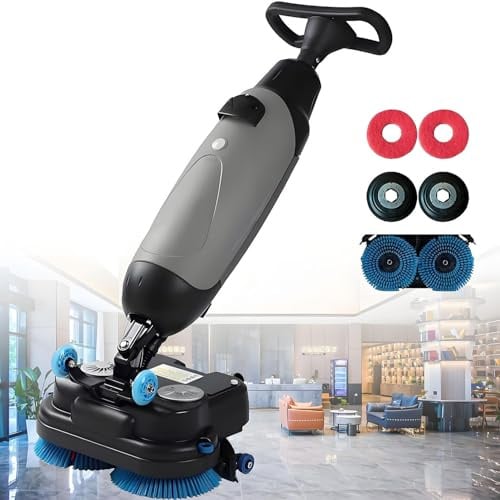 MLYYYDSS Mini autolaveuse de Sol – Compacte et Portable, Largeur de Nettoyage de 43 cm, pour Les Petits espaces commerciaux, Les Bureaux, Les Toilettes, Les sols durs ou Les parquets Grey