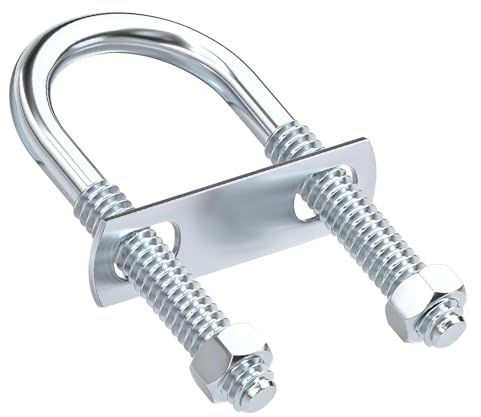 Qrity 2 Stück M6 U Bolzen, 25mm Innen 70mm Lang Verzinkter Kohlenstoffstahl Bügelschraube, U-Form Gewindebügel mit Muttern und Platten, für Mehrere Anwendungen
