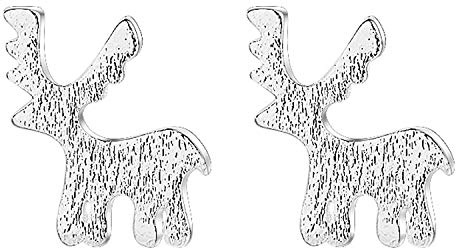 LÖB 750 Weißgold vergoldet Ohrstecker Ohrringe Reh Rentier Winter Silber Damen Klein glänzend gebürstet Weihnachten Weihnachtsmotiv Süß