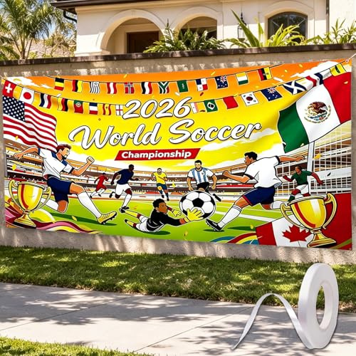 shallyong Pancarta Futbol Copa del Mundo, 300 * 50cm, Pancarta Mundial Decoración, Fútbol Pancartas de Fondo, Fondo de Futbols Mundial, Decoracion Copa del Mundo per Feste, Giardini, Case, Bar (2)