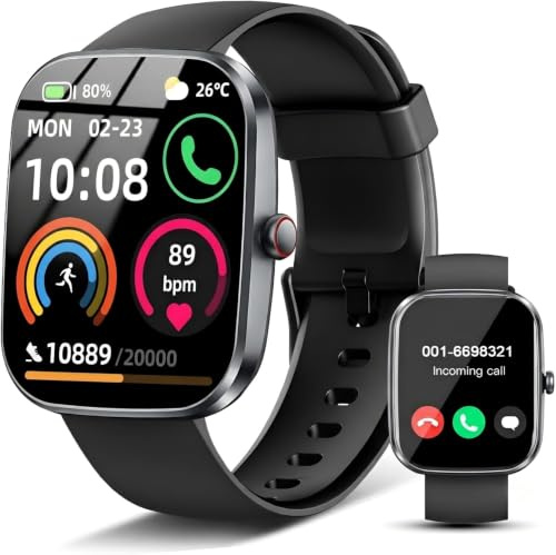 Smartwatch Herren Damen, 1.91'' Zoll HD Smart Watch mit Bluetooth Anrufe, Fitness Tracker Schrittzähler mit 110+ Sportmodi, Schlafmonitor SpO2 Herzfrequenz, IP68 Wasserdicht Fitnessuhr für Android iOS