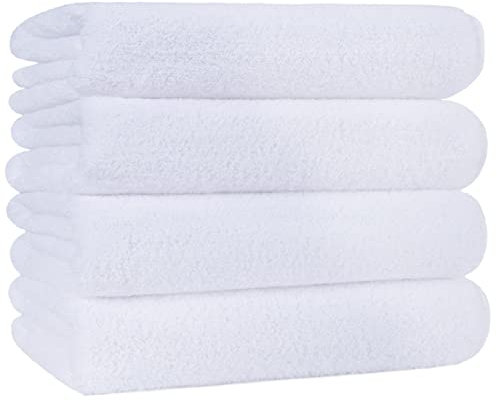 Polyte - Premium-Mikrofaserbadetuch - fusselfrei & schnelltrocknend - Weiß - 145 x 76 cm - 4 Stück