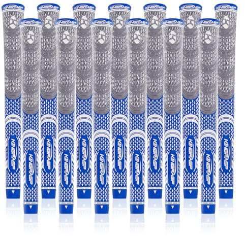 KINGRASP Multi Compound Golf Grips,Golf club grips midsize standard Size,13 Grips Set,6 Colors Optional,Anti-Slip High Stability,All Weather Cord Rubber Golf Club Grips(Gray/blue, midsize )