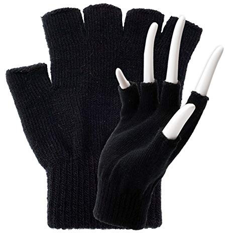 Roomando Fingerlose Handschuhe onesize Strickhandschuhe Winterware fingerfrei (schwarz)