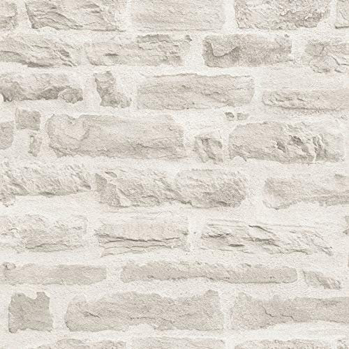 BRICOFLOR Papier peint brique gris clair moderne | Tapisserie tendance pour chambre d'ado effet pierre | Papiers peints pour cuisine et salon