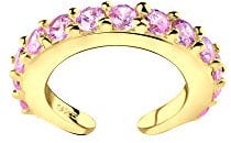 Laimons - Earrings Single Ear Cuff Clamp 15 mm with Zirconia Made of Sterling Silver 925, Silver, Cubic Zirconia