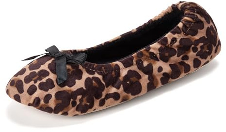 Dearfoams womens Layla Ballerina Slipper, Leopard, Medium US