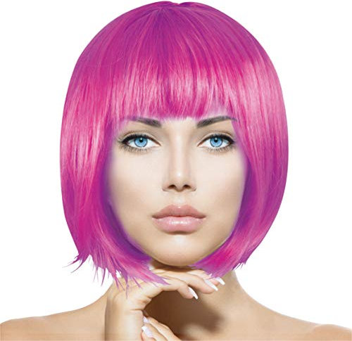 Plitsch Platsch Perücke Bob Pagenkopf Cabaret Wig Kurzhaar Charleston Perücken Fasching Karneval Halloween Motto Party - 24 Farben Varianten für Erwachsene, One Size (dunkel lila)