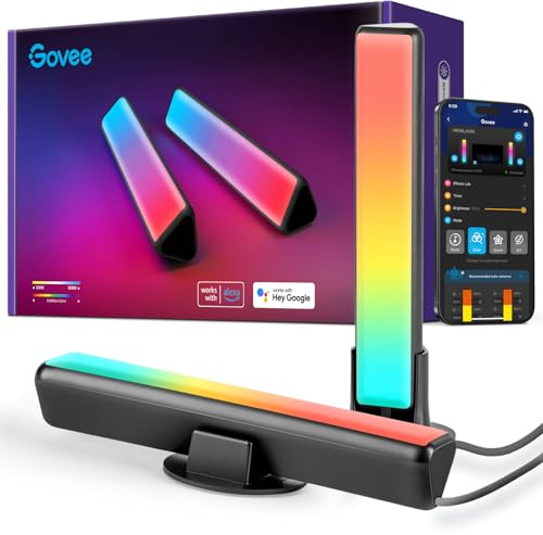 Govee Smart LED Light Bars, Work with Alexa and Google Assistant, RGBICWW WiFi TV Backlights with Scene and Music Modes for Gaming, PC, Living Room Decoration, Black
