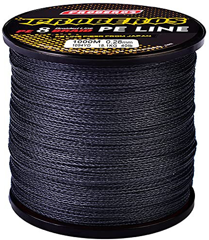 DOOGL Linea di Pesca Intrecciata 8 Fili Abrasione Linea Resistente 1000m Linee Intrecciate Intrecciate Incredibile Zero Stretch Line da Pesca Treccia,Nero,50LB(0.32mm)