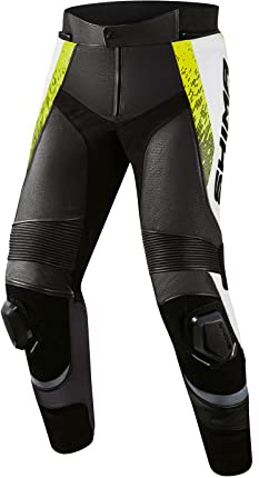 SHIMA STR 2.0 Motorradhose - Leder, Sporthose mit Hüft- und Knieprotektoren, Knieschleifer, perforiertes Leder, für 2-teilige Kombi (Fluo, 56)