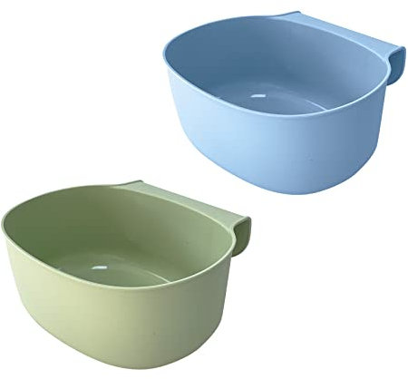 Wankd 2x Auffangschale für Küchenabfälle zum Einhängen - 2er Set Mülleimer Abfall Behälter für Bio Müll (Grün+Blau)
