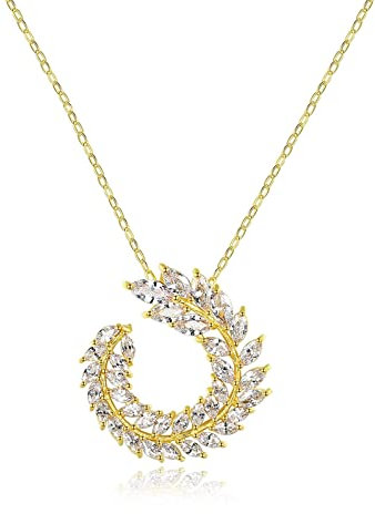 Skcess Halsketten für Frauen, Halskette Mädchen Halskette Gold Blatt Kupfer Marquise Zirkonia anhänger Halskette Länge 40+5cm