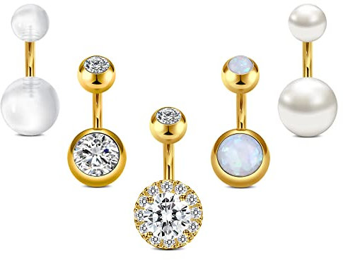 Crdifu 6mm Bauchnabelpiercing Kurzes Bauchpiercing Edelstahl Silber Gold Piercing Bauchnabel Damen