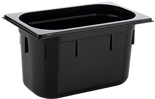 APS 82074 GN 1/4 Récipient Gastronorm en polycarbonate - Dimensions : 264 x 162 mm - Hauteur : 150 mm - Volume : 3,7 l - Noir