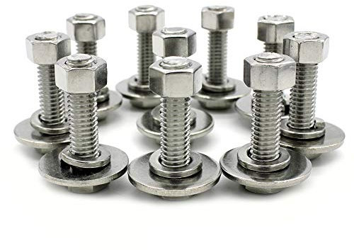 FULLERKREG 5 Stk. Sechskantschrauben DIN 933 mit Mutter und Unterlegscheibe Edelstahl A2 M10 x 20