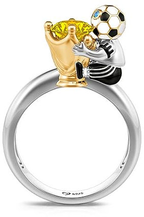 Jeulia Sterling Silber Fußballmannschaft Ring Hug Me You're My Champion Fan 2022 Gedenkring rund um die Weltmeisterschaft in Katar 1.5 ct Rundschliff Zirkonia Verlobungsring (59(19.0), Germany)