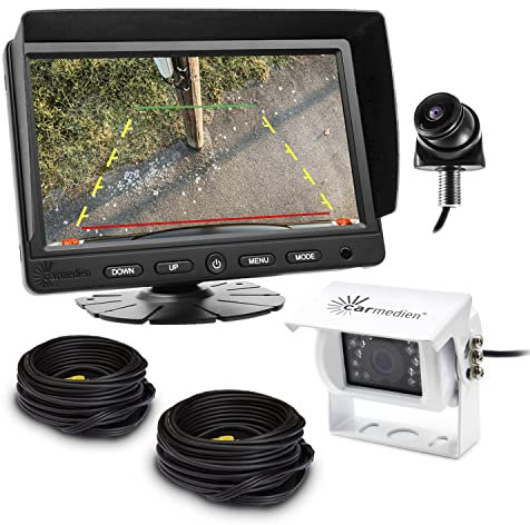 Carmedien Rückfahrsystem Toter Winkel cm-RFSTWK1 Rückfahrkamera Weitwinkel Minikamera 7“ TFT Monitor 12V 24 Volt