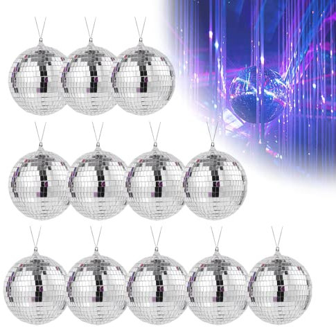 Discokugel Spiegel Ball, Klein Spiegelkugel Hängekugel Spiegelkugel,12 Stück(3CM) Silber Spiegelkugel,für Party Karneval Geburtstag Leichte Spiegeldekoration für Decke, Party Deko (Silber)
