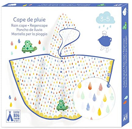 Djeco Lifestyle Unisex Jugend Regenponcho Schildkröte Größe XS 90-110 cm Poncho, Mehrfarbig (Mehrfarbig)
