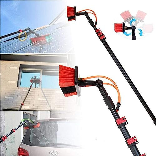 RayGenius 30FT Fensterputzstange, Teleskopstange FüR Die Fensterreinigung, Ausziehbar FüR Die Reinigung Von WintergartendäChern (12m).,35cmbrushhead-3.6M/12FT