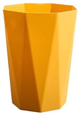 rongweiwang Neat Look Trash Can For Household Waste - Big Opening Antislid Bottom Simple PP Kitchen Bedroom Office Wide Applicaiton, Yellow, L