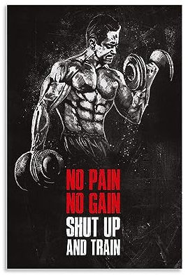 ELedvb Poster mit Fitness-Zitaten, Leinwand, dekoratives Gemälde, Leinwand-Wandposter und Kunstdruck, modernes Familienschlafzimmer-Dekor-Poster, 50 x 75 cm