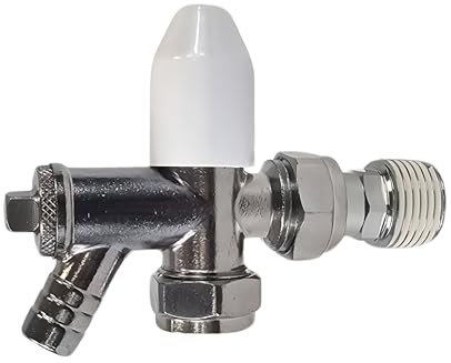 Wärmer System 15mm x 1/2 Angled Radiator Valve, Lockshield Angled Radiator Valve with Drain Off (Angled Lockshield Valve)