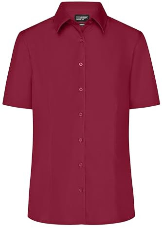 James & Nicholson Damenbluse Easy Care Kurzarm - Taillierte Bluse in umfangreicher Größenauswahl | Farbe: wine | Grösse: 3XL