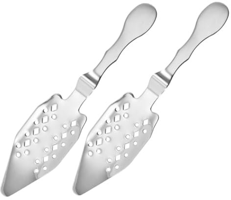 OUNONA 2pcs Absinthe Spoon Absinthe Fountain Spoon Convenient Wormwood Spoon Metal Spoon Metal Strainer Multi-Function Wormwood Spoon Cocktail Glass Stainless Steel Filter Spoon