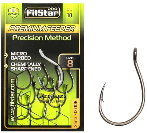 PRO FILSTAR 10 Stück Angelhaken Set N8 - Premium Method Feeder - Karpfenangeln Haken - Karpfen Angeln Zubehör - Pop Up Boilies Karpfenhaken - Carp Fishing Hooks - Angelzubehör Karpfen - Karpfen Rigs