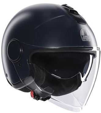 AGV - ETERES E2206, Jet Unisex Motorcycle Helmet, Open Face Motorbike Helmet with Antitheft Ring, Anti-Scratch and Anti-UV Visor, Instant Sweat Absorption Technology, Matt Ottanio, S
