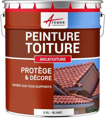 ARCANE INDUSTRIES Peinture toiture, tuile, Ciment et Terre Cuite - 2.5 L Blanc